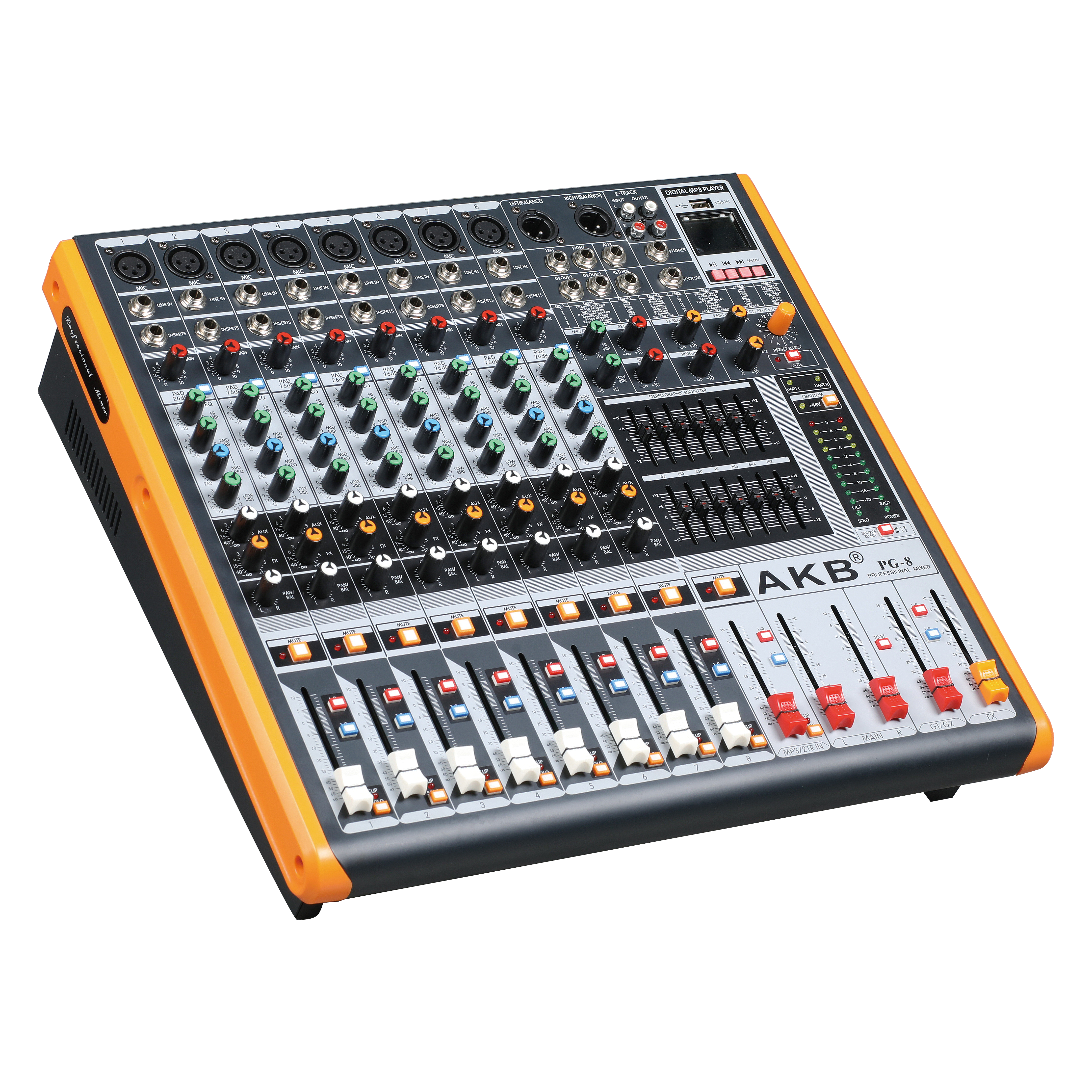 PG-8 professional 8 channel with Double 32 DSP audio mixer